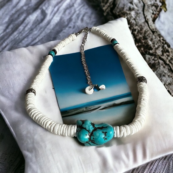 🌊 Turquoise Heishi Bead Necklace 🧿 - Picture 1 of 2